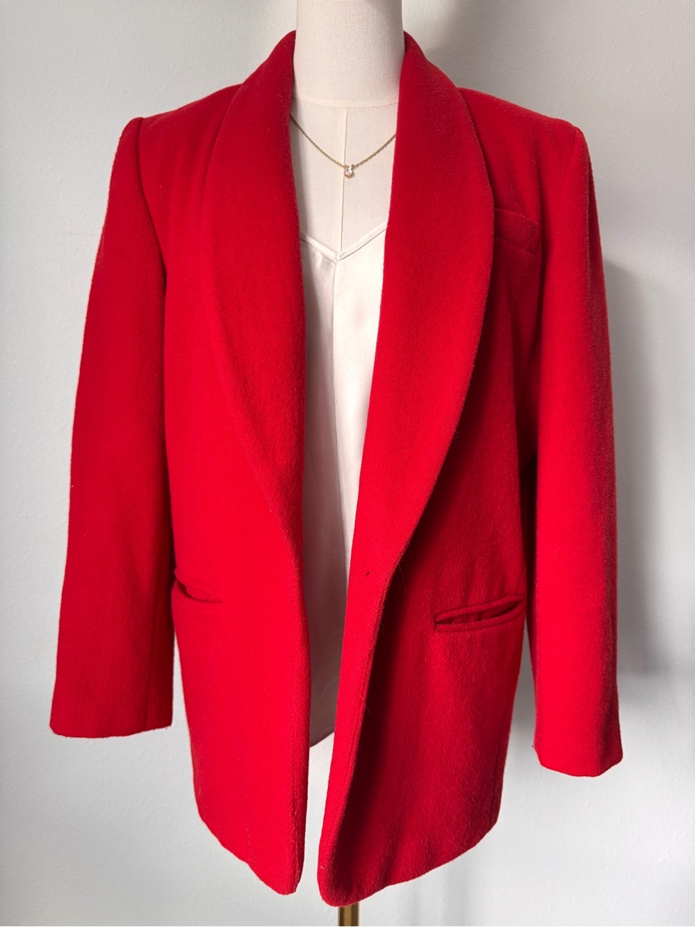 Vintage Norton McNaughton Petites Red Wool Oversize Blazer 6P Career Preppy
